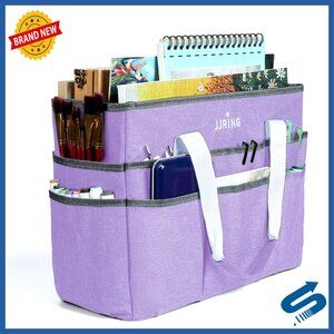 Large Craft Organizer Tote with 16 Pockets, Sewing Storage Bag